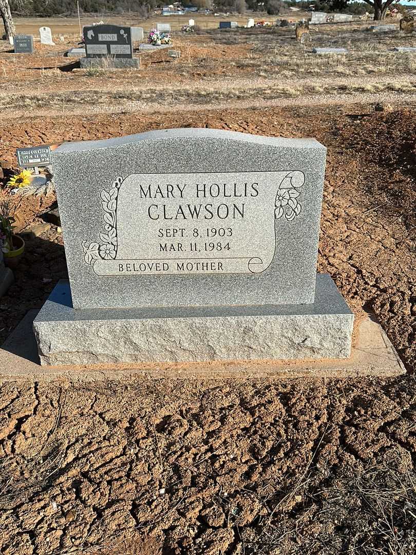 Mary Hollis Clawson's grave. Photo 1