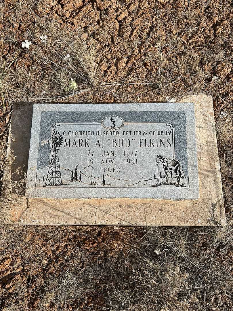 Mark Arthur "Bud" Elkins Junior's grave. Photo 1