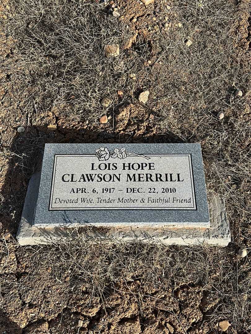 Lois Hope Clawson Merrill's grave. Photo 2