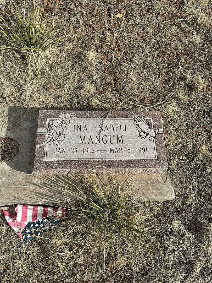 Ina Isabell Mangum's grave. Photo 1
